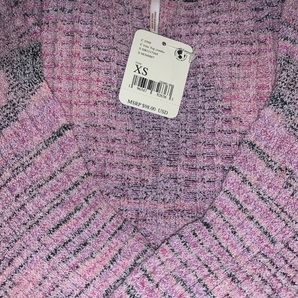 Free People Pink and Gray Knit long sleeve Sweater New XS Faux Wrap - Picture 6 of 7